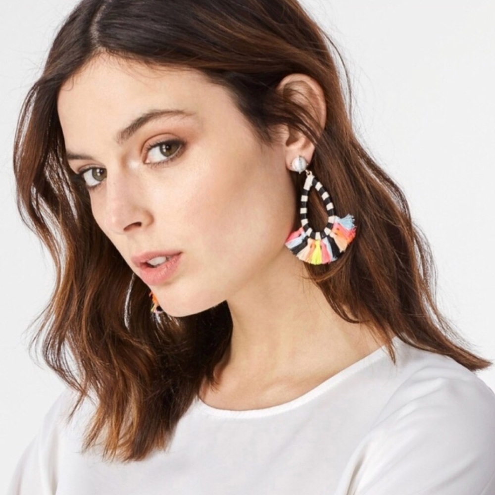 LAST 1! Boho Preppy Multicolor Fringe Earrings - Picture 5 of 6